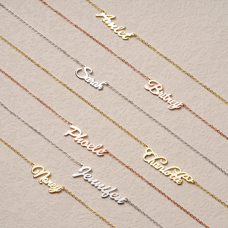 Gnoce "Cadeau pour Mon Amour" Collier de Nom Personnalisé en Argent Sterling 925 Plaqué Or 18K - Image 2