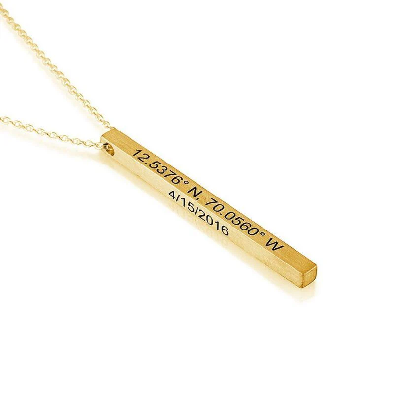Gnoce "Mon Amour Autour de Toi" Collier de Barre Gravée Solide en Argent Sterling 925 Multicolore - Image 3