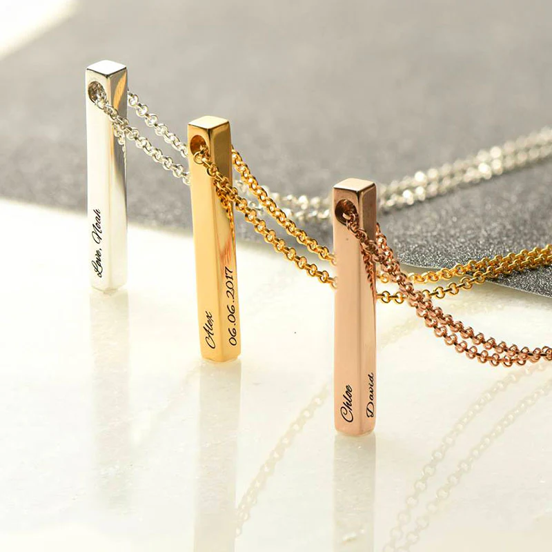 Gnoce "Mon Amour Autour de Toi" Collier de Barre Gravée Solide en Argent Sterling 925 Multicolore - Image 4