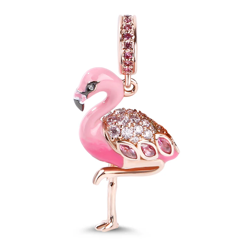 Gnoce Pendentif Flamingo Rose Valentine Alliage argent plaqué platine