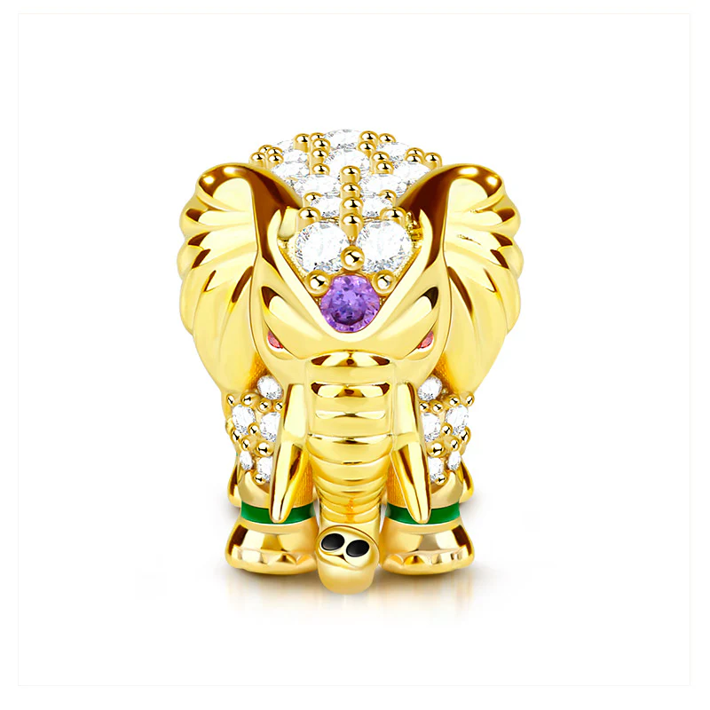 Gnoce charme éléphant thaï alliage argent plaqué platine
