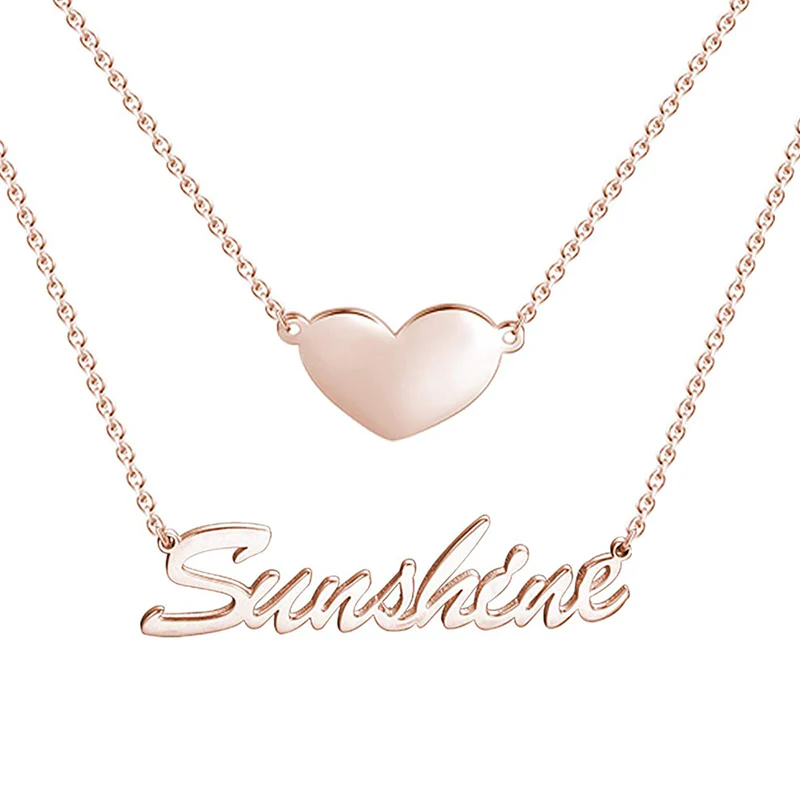 Collier Prénom de Deux Couches en Argent 925 Multicolore Cadeau Personnalisé