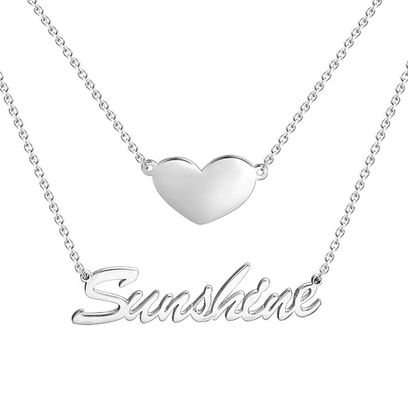 Collier Prénom de Deux Couches en Argent 925 Multicolore Cadeau Personnalisé - Image 3
