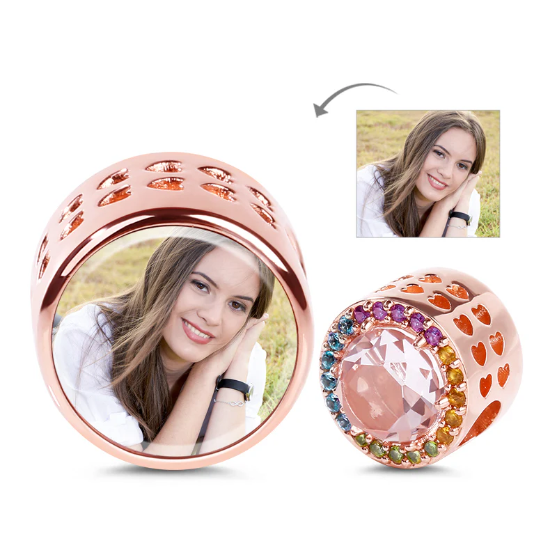 Gnoce Charme Photo en Cristal Rond Alliage argent plaqué platine