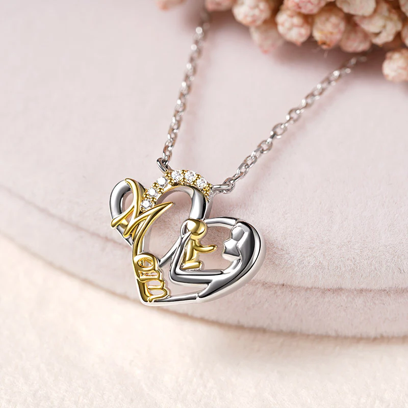 Gnoce Collier Maman Étreint Bébé Alliage argent plaqué platine - Image 3