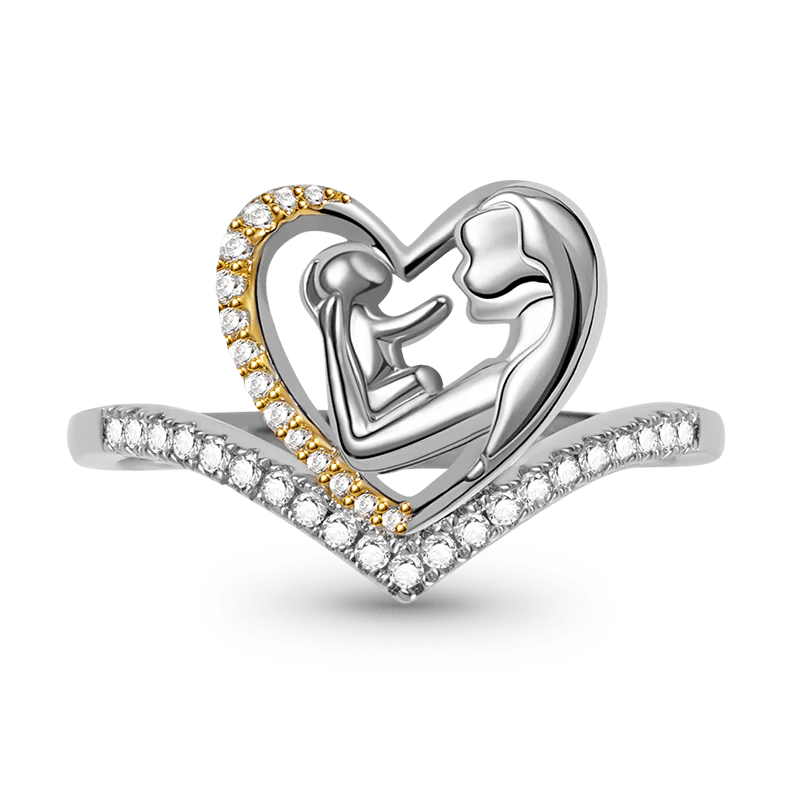 Gnoce Maman Étreint Bébé V Anneau Alliage argent plaqué platine