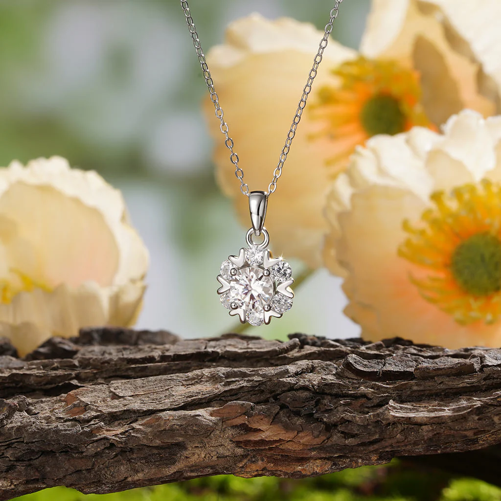 Gnoce Collier Flocon de Neige Moissanite Alliage argent plaqué platine - Image 4