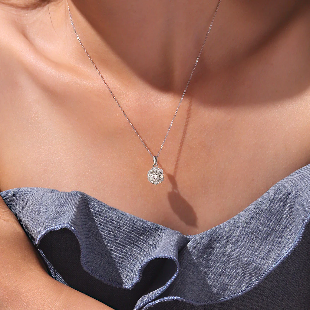 Gnoce Collier Flocon de Neige Moissanite Alliage argent plaqué platine - Image 6