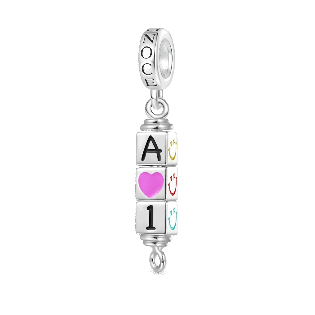 Gnoce Charm numérique rotatif personnalisé 3-bloc Alliage argent plaqué platine