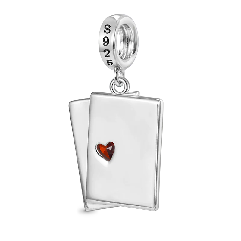Gnoce Charme de carte à jouer As de cœur Alliage argent plaqué platine - Image 2