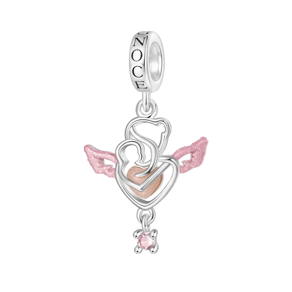 Gnoce Charme Ange Brillant dans le Noir Alliage argent plaqué platine
