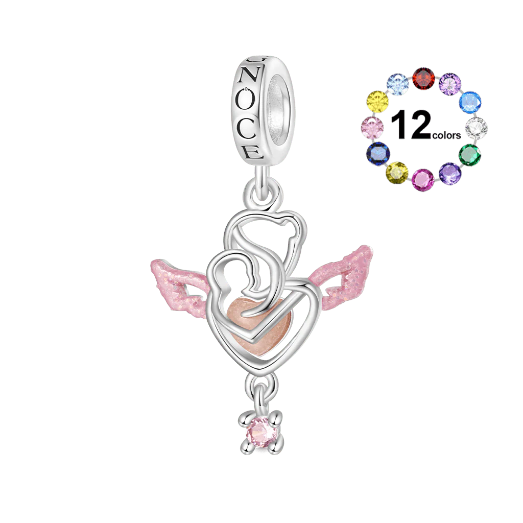 Gnoce Charme Ange Brillant dans le Noir Alliage argent plaqué platine - Image 2