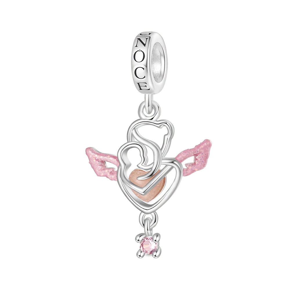 Gnoce Charme Ange Brillant dans le Noir Alliage argent plaqué platine - Image 3