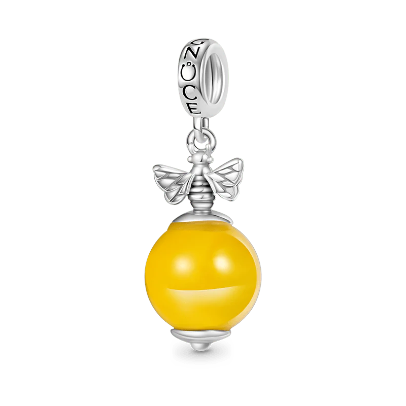 Gnoce Pendentif Abeille en Agate Jaune
