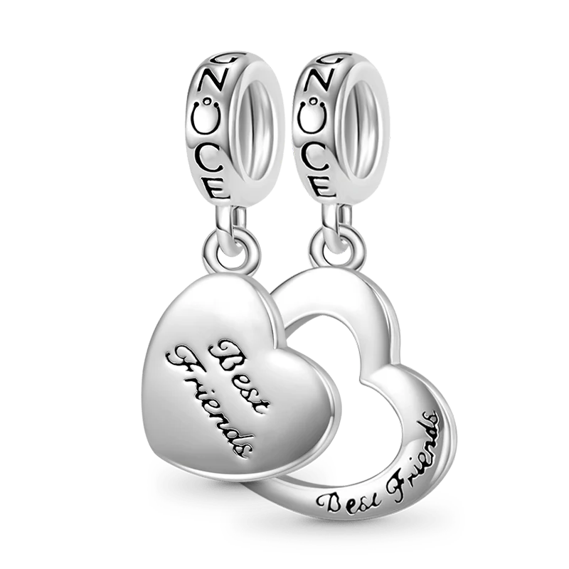 Gnoce Meilleures Amies Coeur Charme Alliage argent plaqué platine