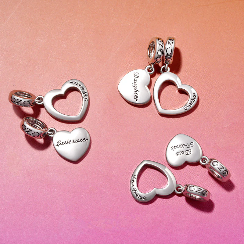 Gnoce Meilleures Amies Coeur Charme Alliage argent plaqué platine - Image 4