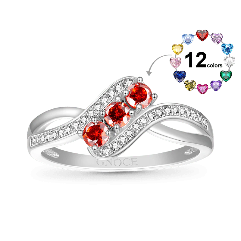 Gnoce Bague Pierre de Naissance Croisée avec Diamant