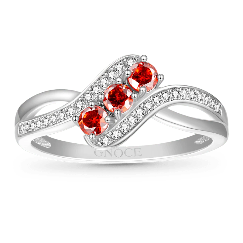 Gnoce Bague Pierre de Naissance Croisée avec Diamant - Image 2