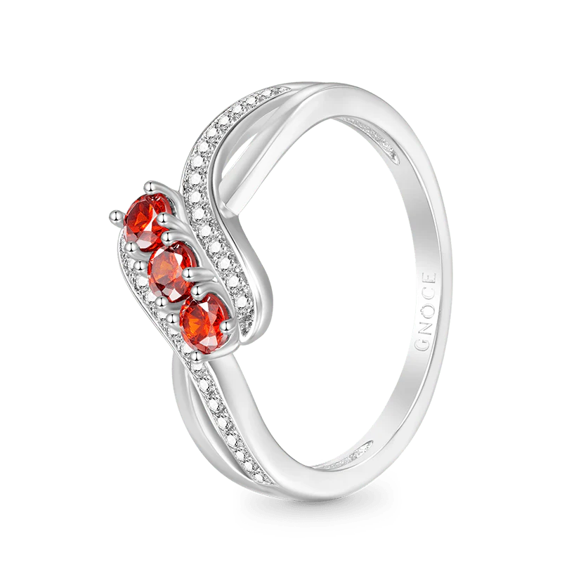 Gnoce Bague Pierre de Naissance Croisée avec Diamant - Image 3