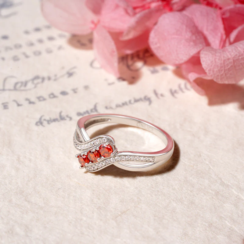 Gnoce Bague Pierre de Naissance Croisée avec Diamant - Image 4