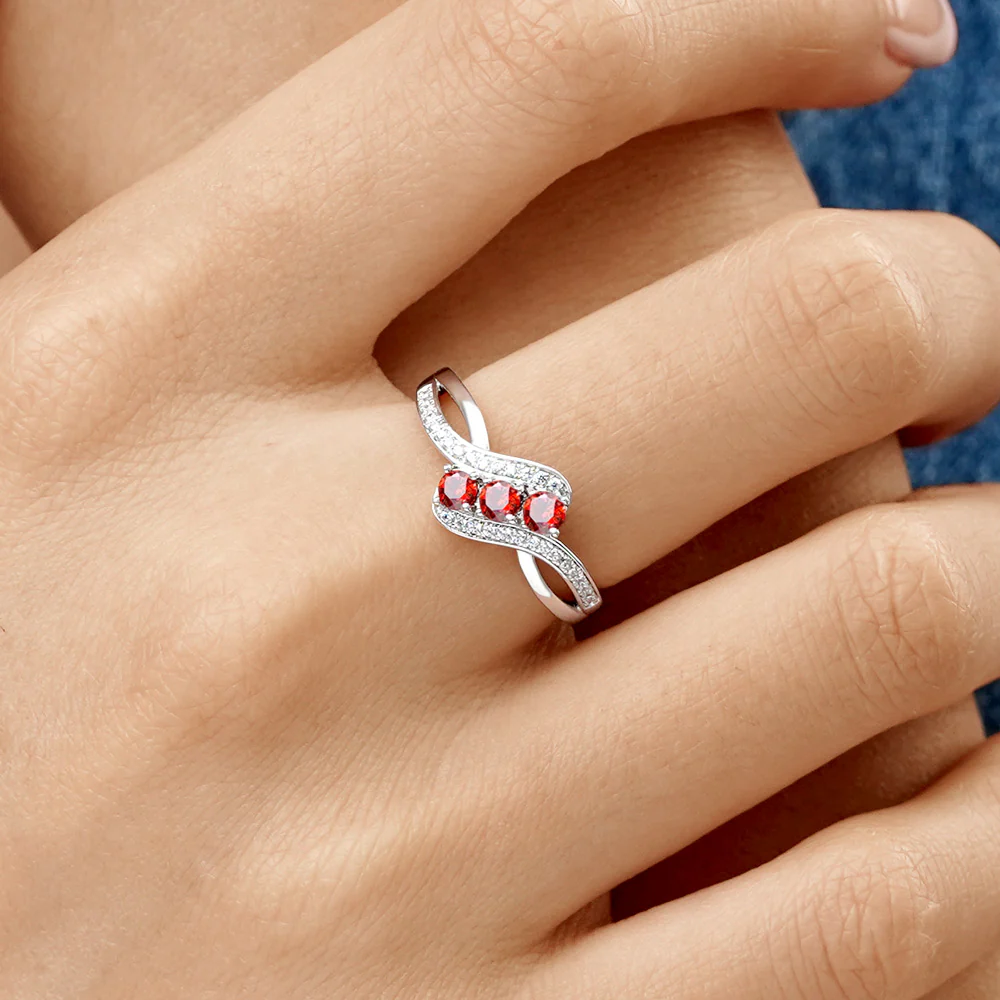 Gnoce Bague Pierre de Naissance Croisée avec Diamant - Image 6
