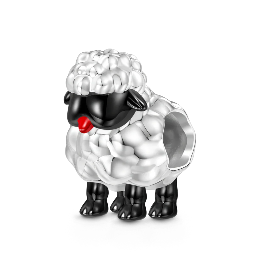 Gnoce Charme de mouton à face noire Alliage argent plaqué platine