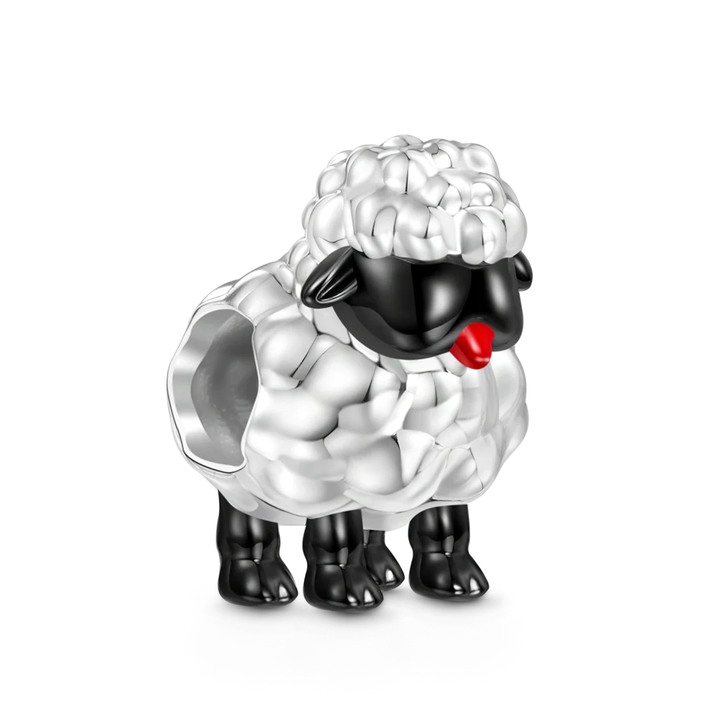 Gnoce Charme de mouton à face noire Alliage argent plaqué platine - Image 2