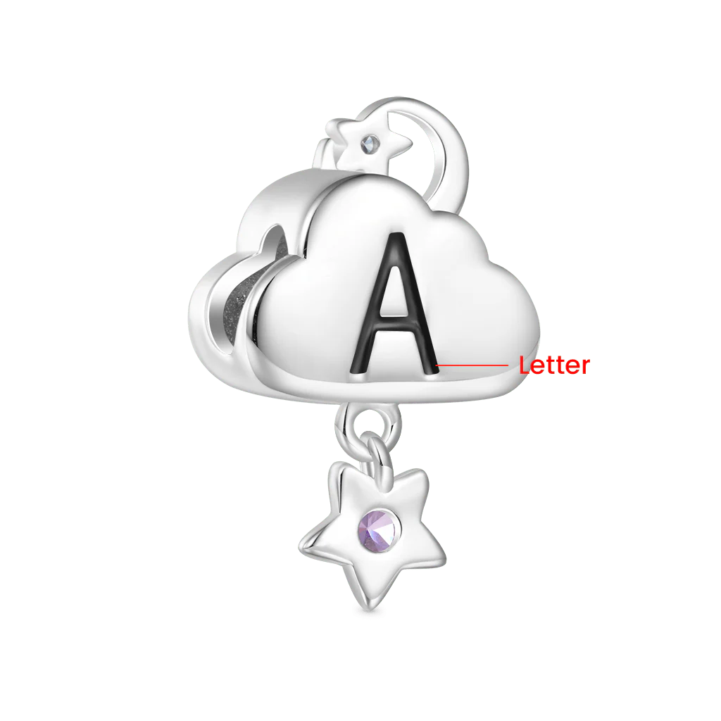 Gnoce Charme de Pierre de Naissance Étoile Nuage Bleue Alliage argent plaqué platine - Image 2
