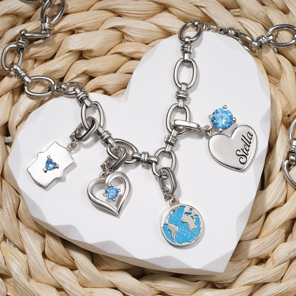 Gnoce Clusters de charme fermoir Terre bleue Alliage argent plaqué platine - Image 3