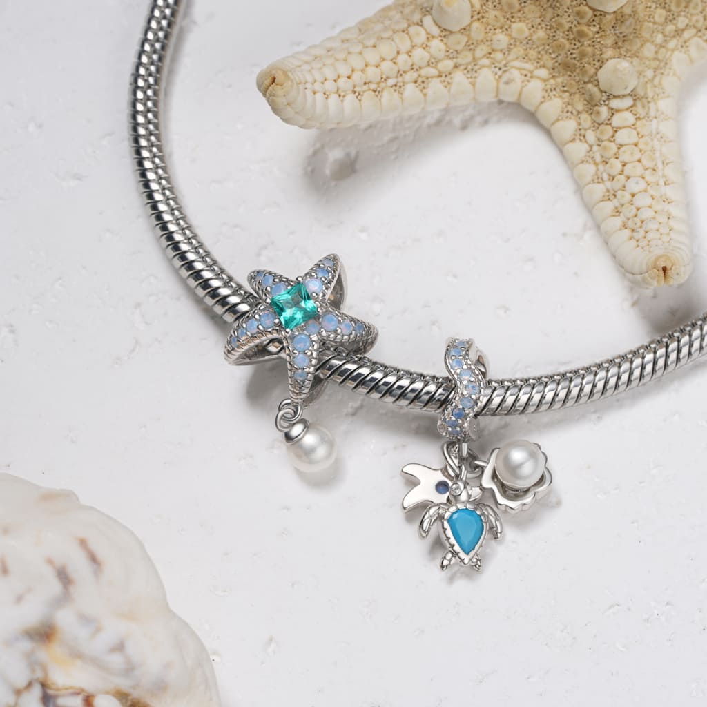 Gnoce Charm Perle Suspendue Étoile de Mer Bleue - Image 3
