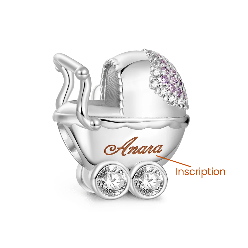 Gnoce Charm gravable de landau de bébé lapin Alliage argent plaqué platine - Image 3