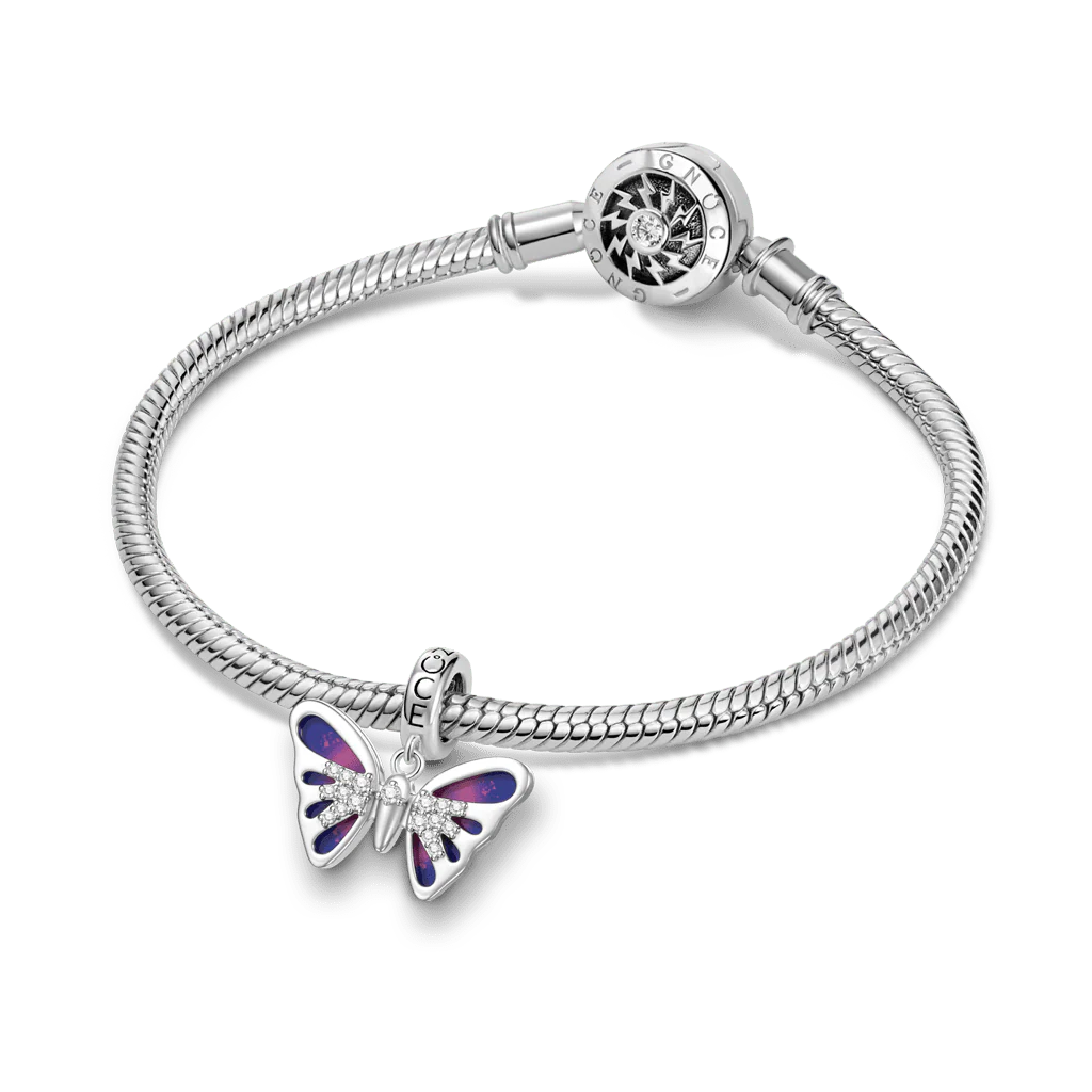 Gnoce Charm Papillon Alliage Argent Placé Platine - Image 4