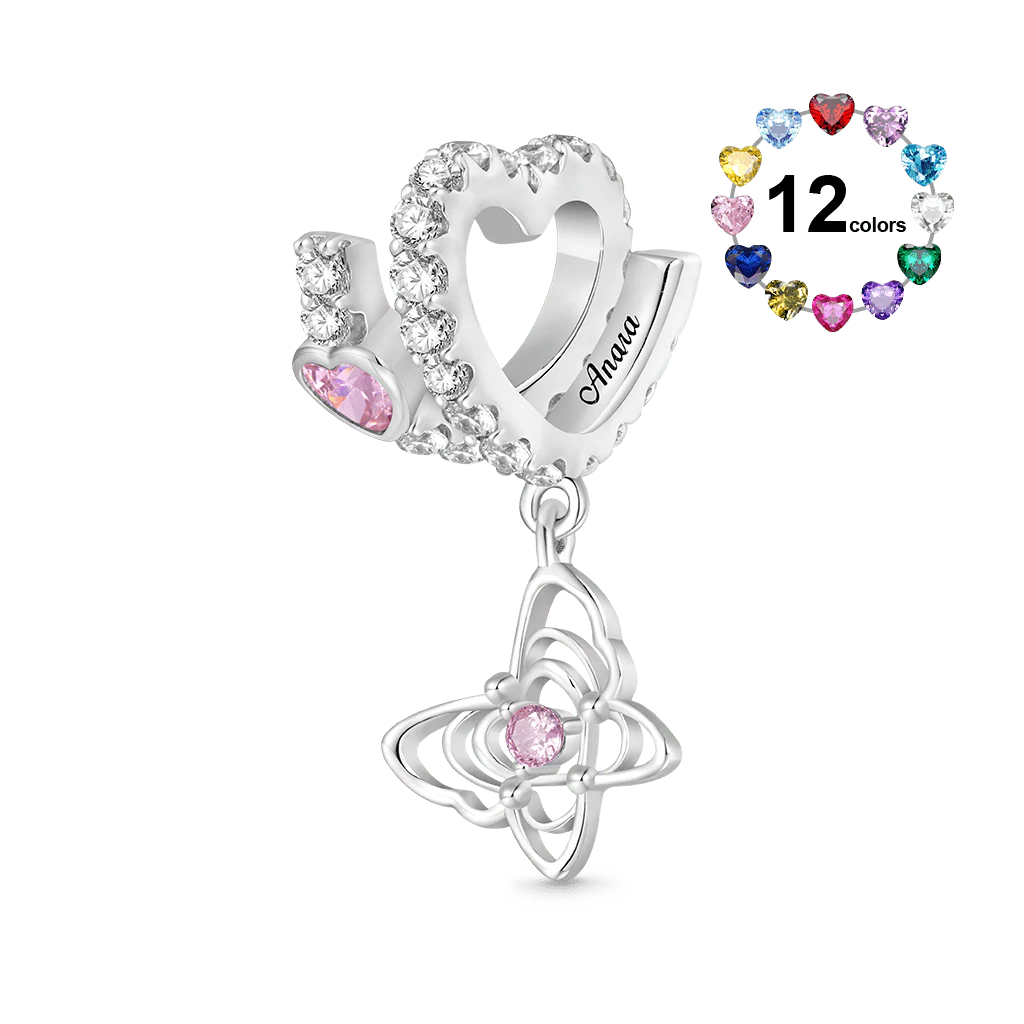 Gnoce Charm Lettre d'Amour Papillon Alliage argent plaqué platine