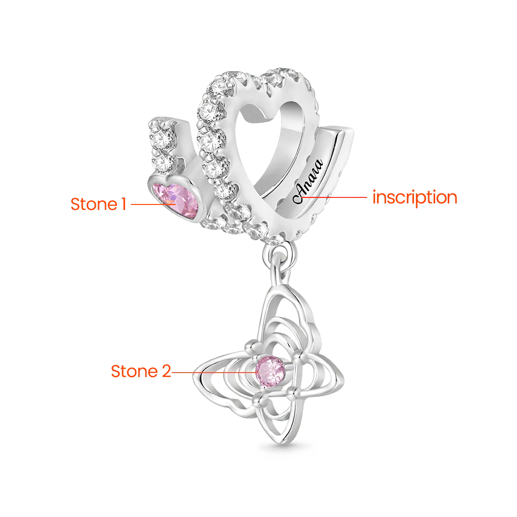Gnoce Charm Lettre d'Amour Papillon Alliage argent plaqué platine - Image 2