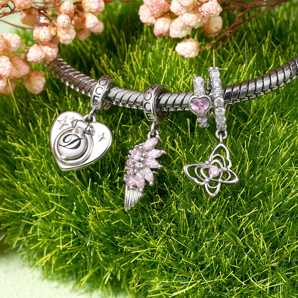Gnoce Charm Lettre d'Amour Papillon Alliage argent plaqué platine - Image 4