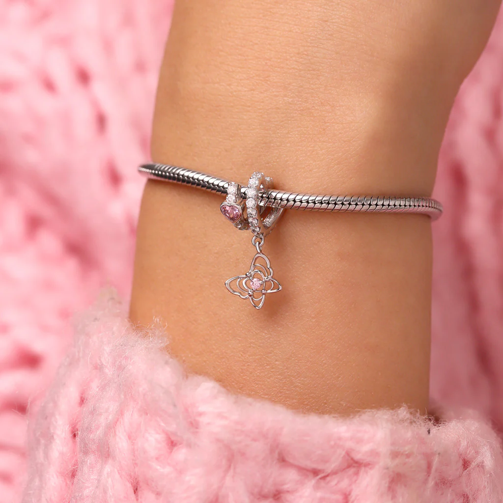 Gnoce Charm Lettre d'Amour Papillon Alliage argent plaqué platine - Image 6
