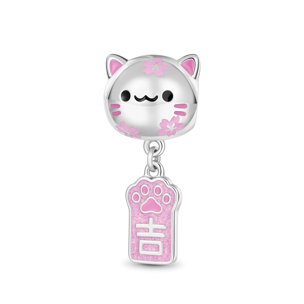 Gnoce Amulette Charme Carillon de Vent Chat Alliage argent plaqué platine