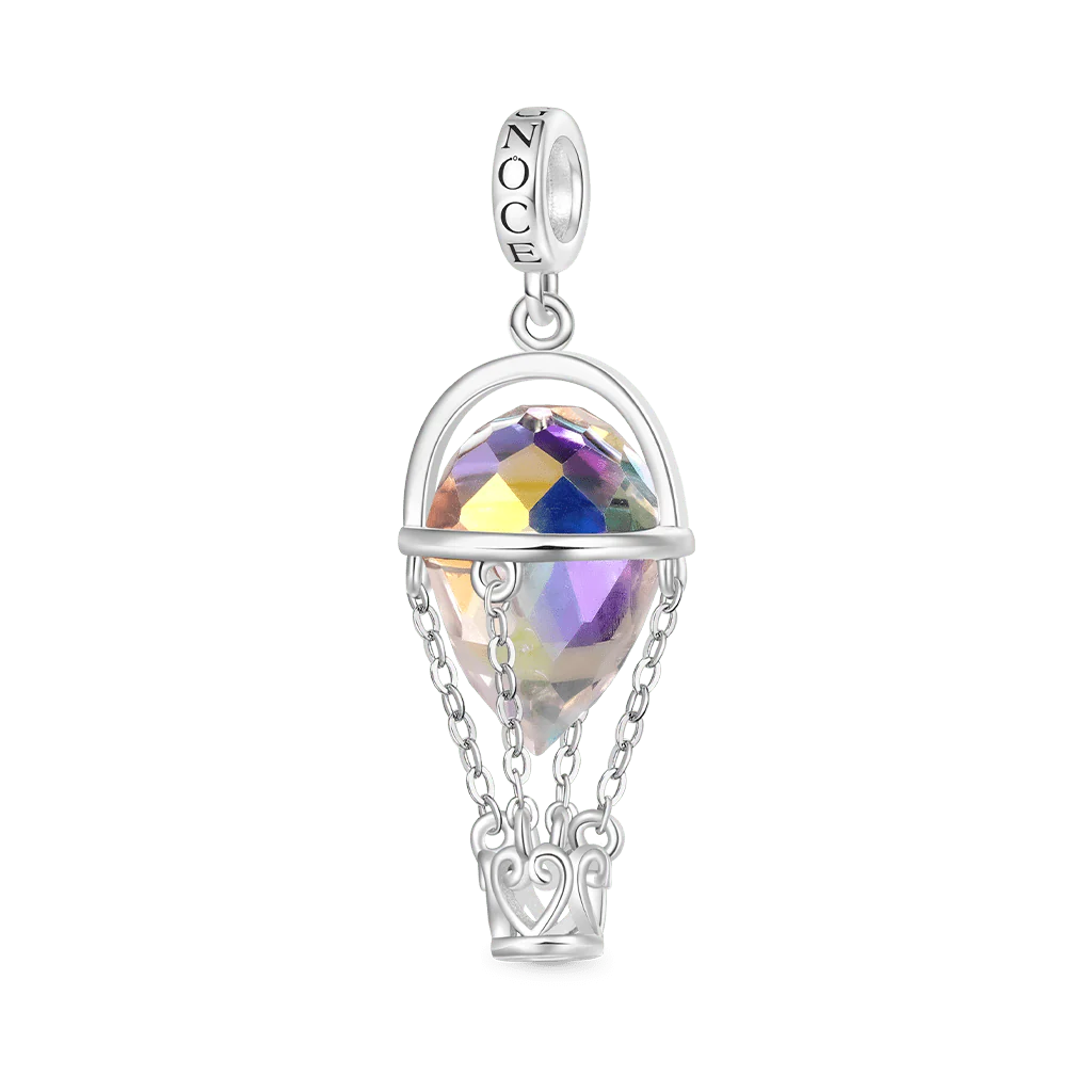 Gnoce Charm montgolfière en cristal Alliage argent plaqué platine