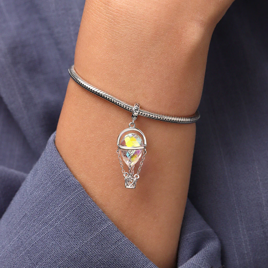 Gnoce Charm montgolfière en cristal Alliage argent plaqué platine - Image 7
