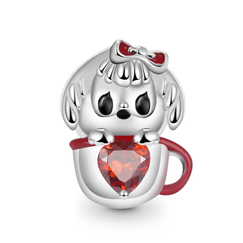 Gnoce Charm cœur câlin chien tasse mignonne Alliage argent plaqué platine