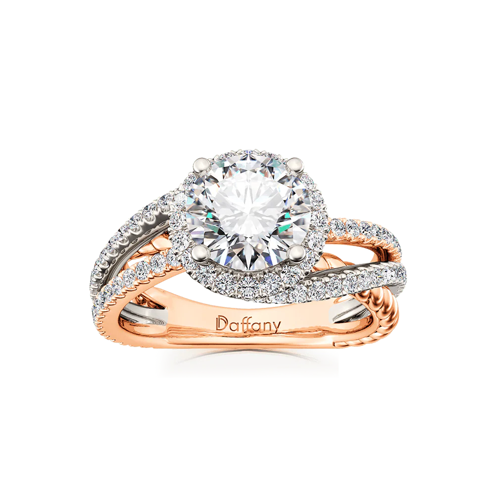 Gnoce Bague croisée à cordon torsadé taille ronde Alliage argent plaqué platine