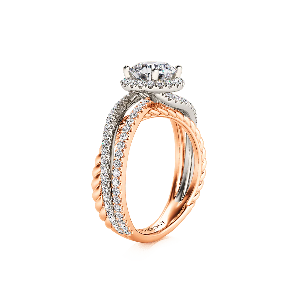 Gnoce Bague croisée à cordon torsadé taille ronde Alliage argent plaqué platine - Image 3