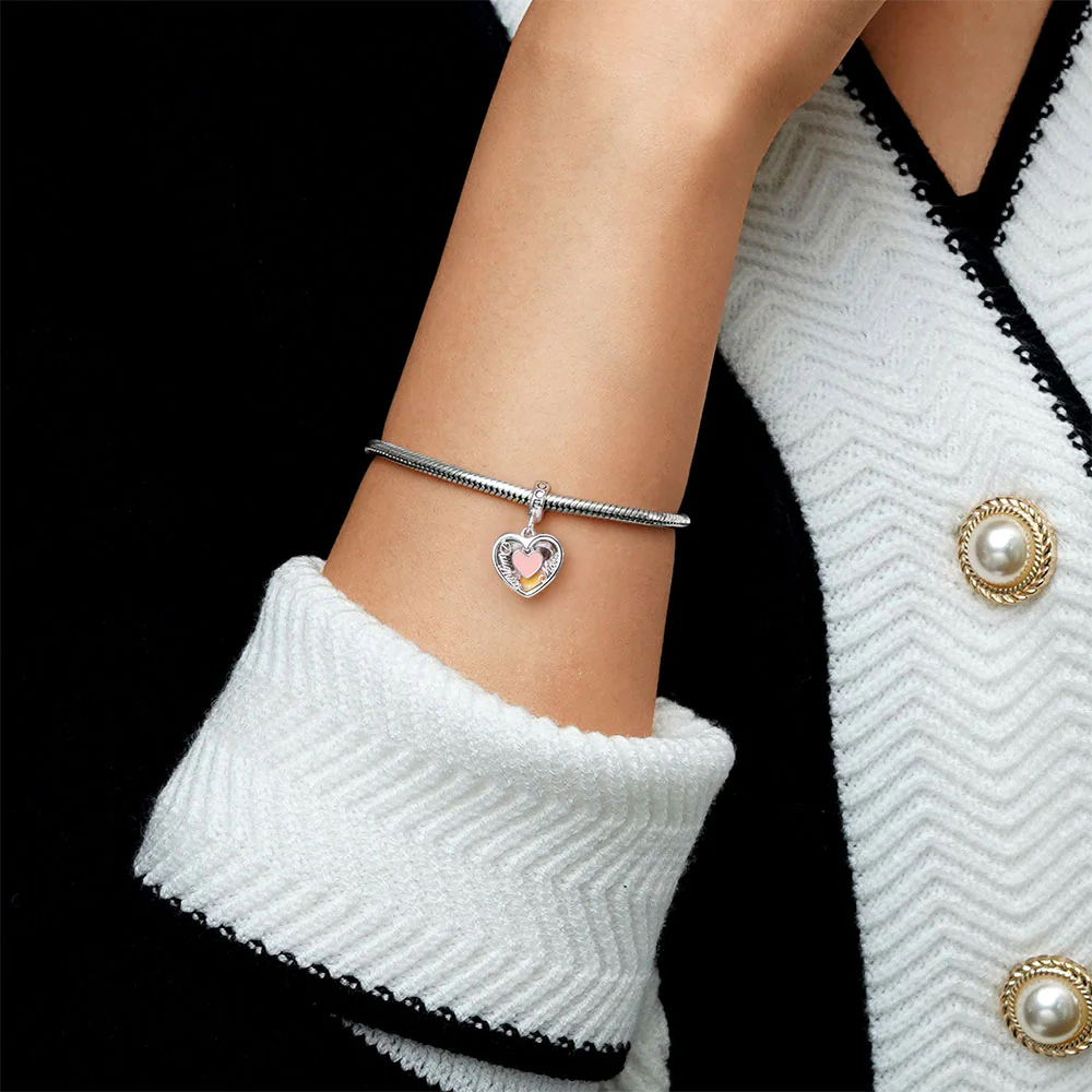 Gnoce Charm personnalisé en cœur "Fille & Mère" Alliage argent plaqué platine - Image 3