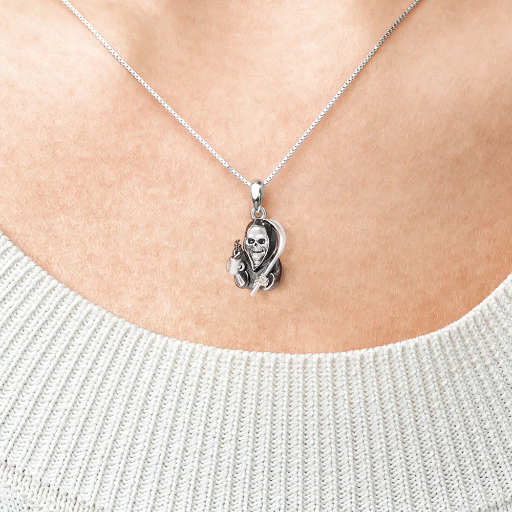 Gnoce Collier de squelette de la mort Alliage argent plaqué platine - Image 4