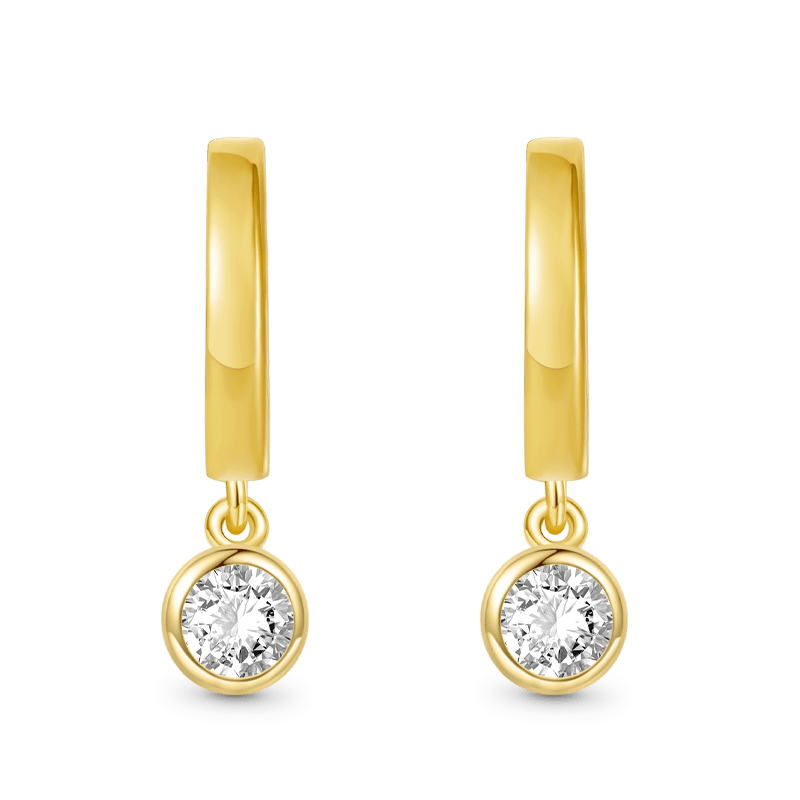 Gnoce Boucles d'oreilles goutte diamant rond Alliage argent plaqué platine