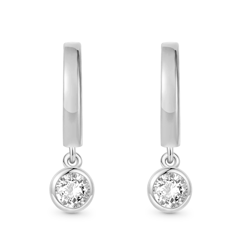 Gnoce Boucles d'oreilles goutte diamant rond Alliage argent plaqué platine - Image 3
