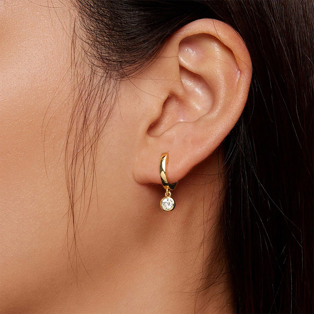Gnoce Boucles d'oreilles goutte diamant rond Alliage argent plaqué platine - Image 6