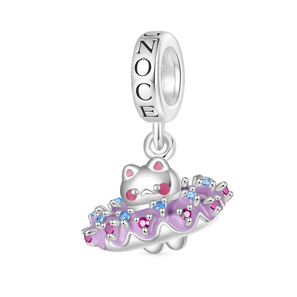 Gnoce Charme Chuu Chat Donut Alliage argent plaqué platine