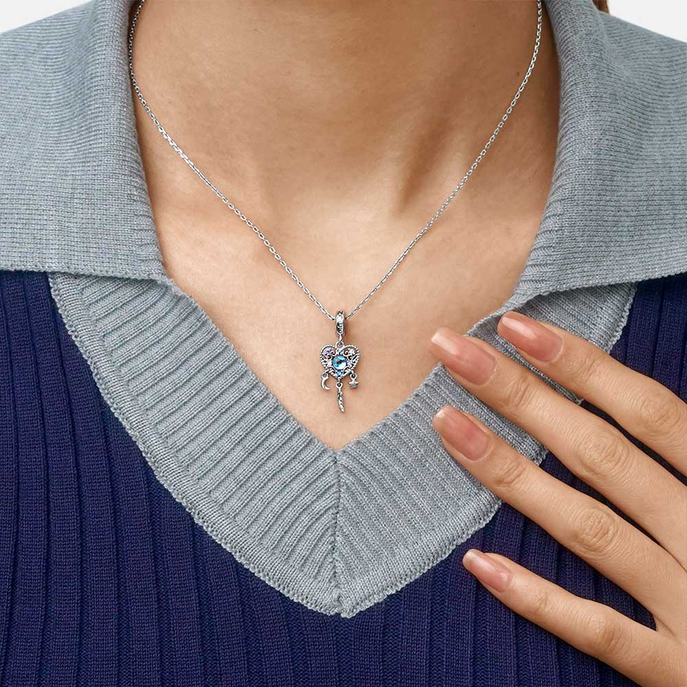 Gnoce Charme de cœur attrape-rêves en opale Alliage argent plaqué platine - Image 7