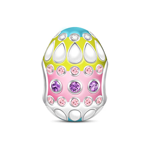 Gnoce Charme Œuf de Pâques Multicolore Alliage argent plaqué platine - Image 2
